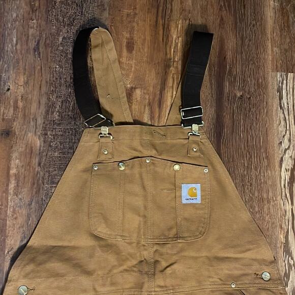 NWOT Carhartt Mens Tan Duck Overalls Men’s Size 42x28 - Picture 2 of 9